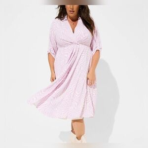 Torrid Midi Studio Crepe De Chine Collared Shirt Dress - 3
